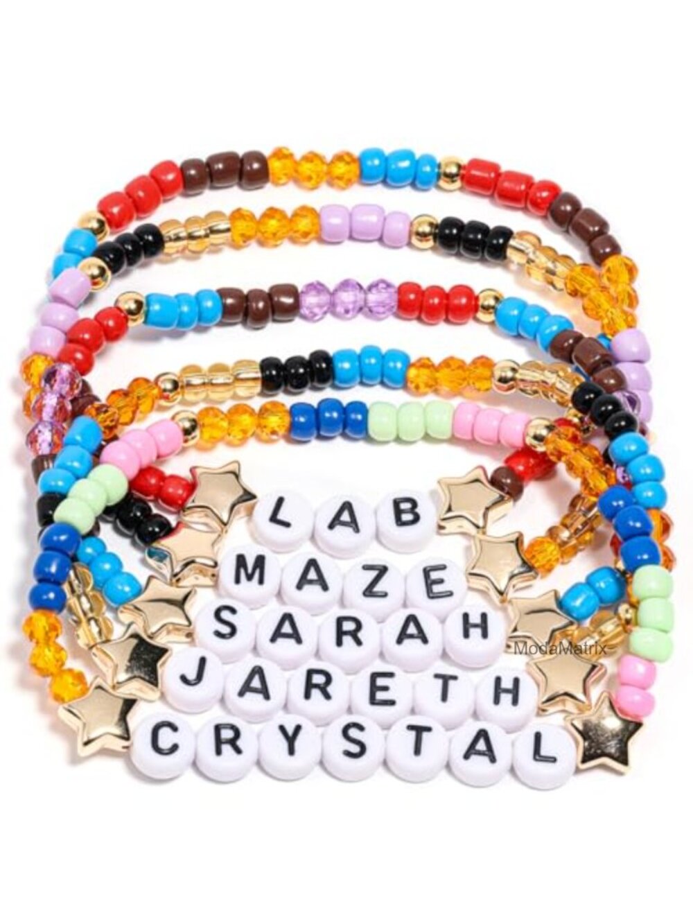 5 Pack Stackable Stretch Beaded Friendship Bracelets with Letter Beads -